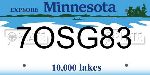 7OSG83 Minnesota License Plate