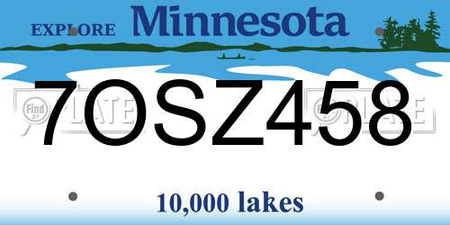 7OSZ458 Minnesota License Plate