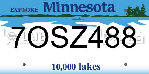 7OSZ488 Minnesota License Plate