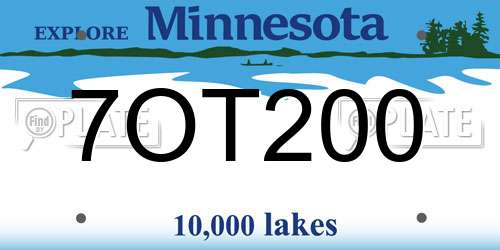 7OT200 Minnesota License Plate