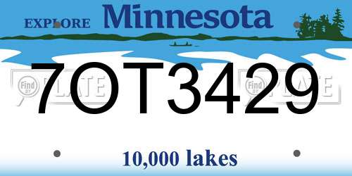 7OT3429 Minnesota License Plate