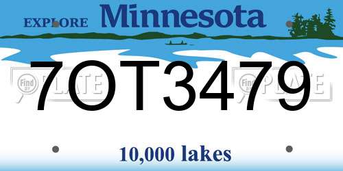 7OT3479 Minnesota License Plate