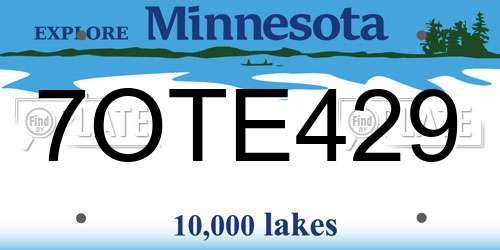 7OTE429 Minnesota License Plate