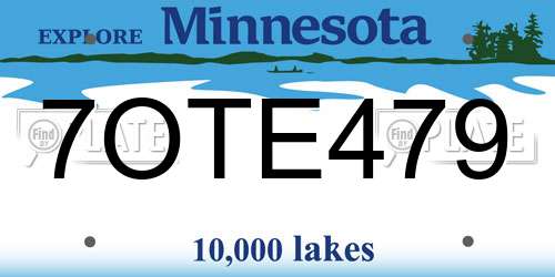 7OTE479 Minnesota License Plate