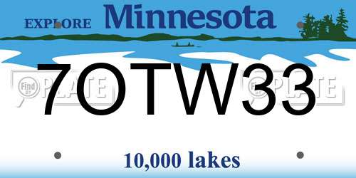 7OTW33 Minnesota License Plate