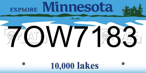 7OW7183 Minnesota License Plate