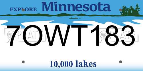 7OWT183 Minnesota License Plate