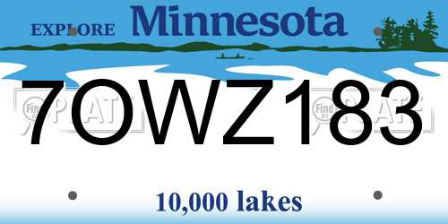 7OWZ183 Minnesota License Plate