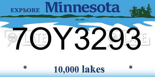 7OY3293 Minnesota License Plate