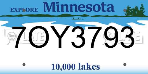 7OY3793 Minnesota License Plate