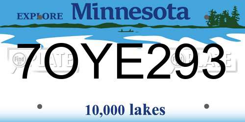 7OYE293 Minnesota License Plate