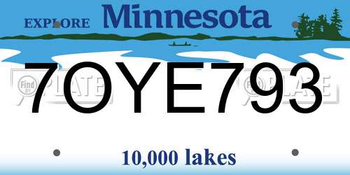 7OYE793 Minnesota License Plate