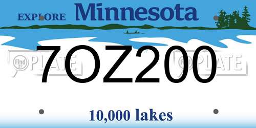 7OZ200 Minnesota License Plate