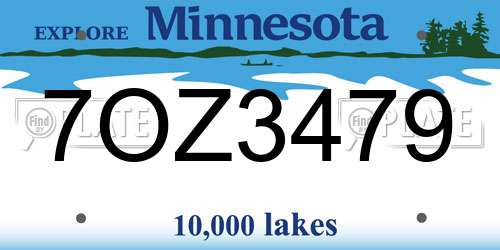 7OZ3479 Minnesota License Plate