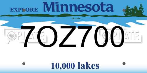 7OZ700 Minnesota License Plate