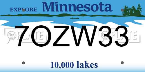 7OZW33 Minnesota License Plate