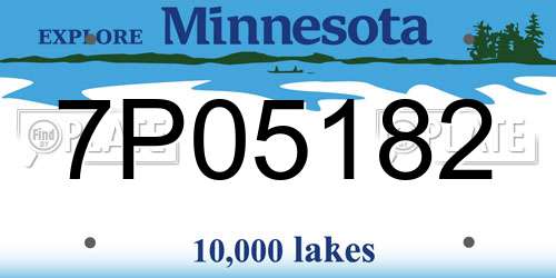 7P05182 Minnesota License Plate