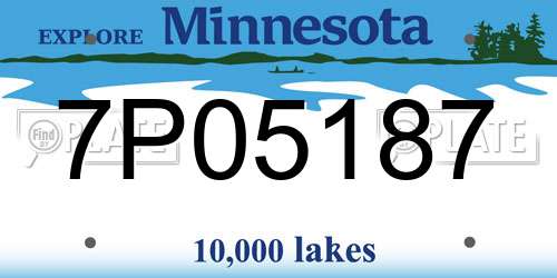 7P05187 Minnesota License Plate