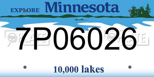 7P06026 Minnesota License Plate