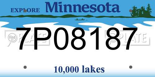 7P08187 Minnesota License Plate