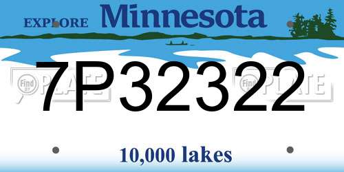 7P32322 Minnesota License Plate