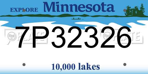 7P32326 Minnesota License Plate