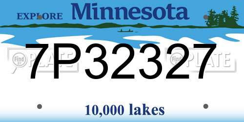 7P32327 Minnesota License Plate
