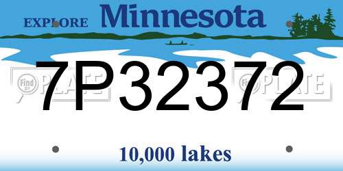 7P32372 Minnesota License Plate