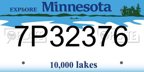 7P32376 Minnesota License Plate
