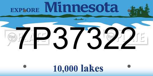 7P37322 Minnesota License Plate