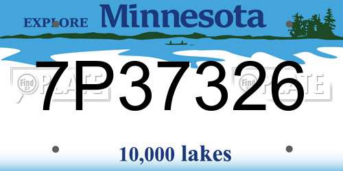 7P37326 Minnesota License Plate