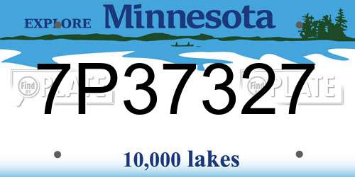 7P37327 Minnesota License Plate
