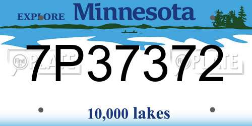7P37372 Minnesota License Plate