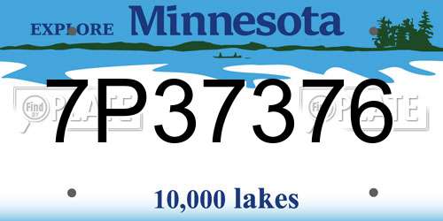 7P37376 Minnesota License Plate