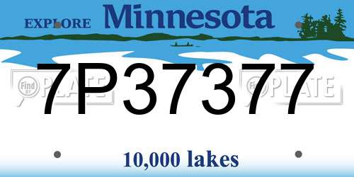 7P37377 Minnesota License Plate