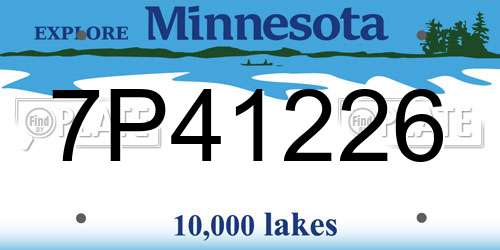 7P41226 Minnesota License Plate