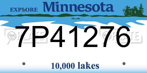7P41276 Minnesota License Plate