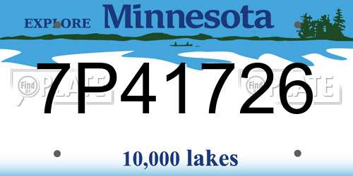 7P41726 Minnesota License Plate
