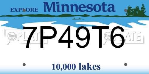7P49T6 Minnesota License Plate