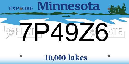 7P49Z6 Minnesota License Plate