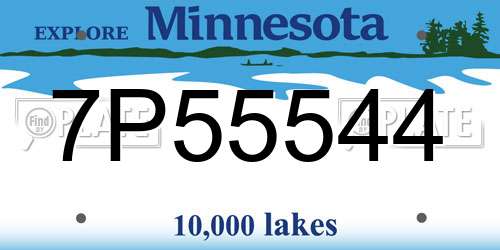 7P55544 Minnesota License Plate