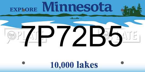 7P72B5 Minnesota License Plate