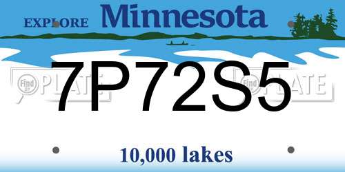 7P72S5 Minnesota License Plate