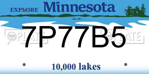 7P77B5 Minnesota License Plate