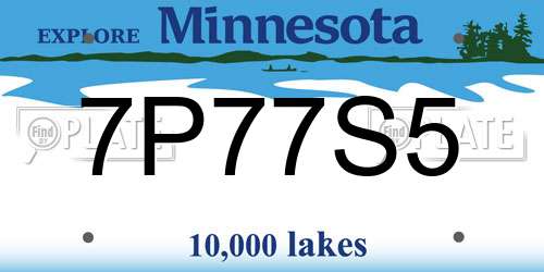 7P77S5 Minnesota License Plate