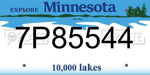 7P85544 Minnesota License Plate