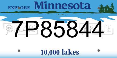 7P85844 Minnesota License Plate