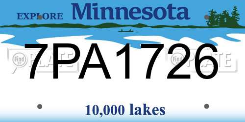 7PA1726 Minnesota License Plate