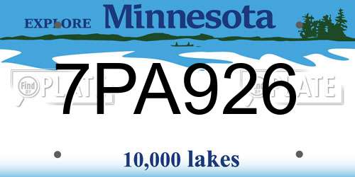 7PA926 Minnesota License Plate