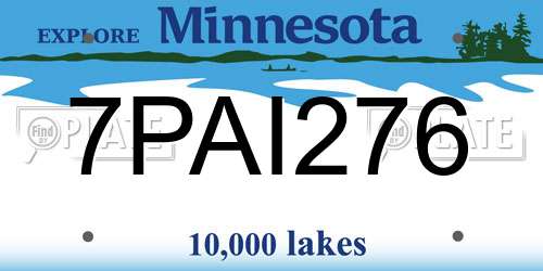7PAI276 Minnesota License Plate